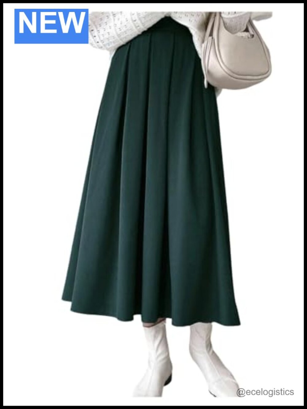 Women's Pleated Long Skirt High Waisted Business Casual Maxi Skirt